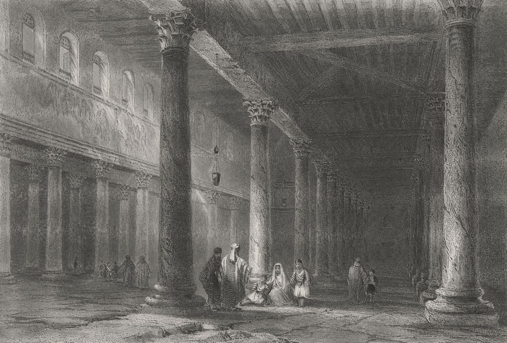 ISRAEL. Basilica, Bethlehem-Bartlett 1847 old antique vintage print picture